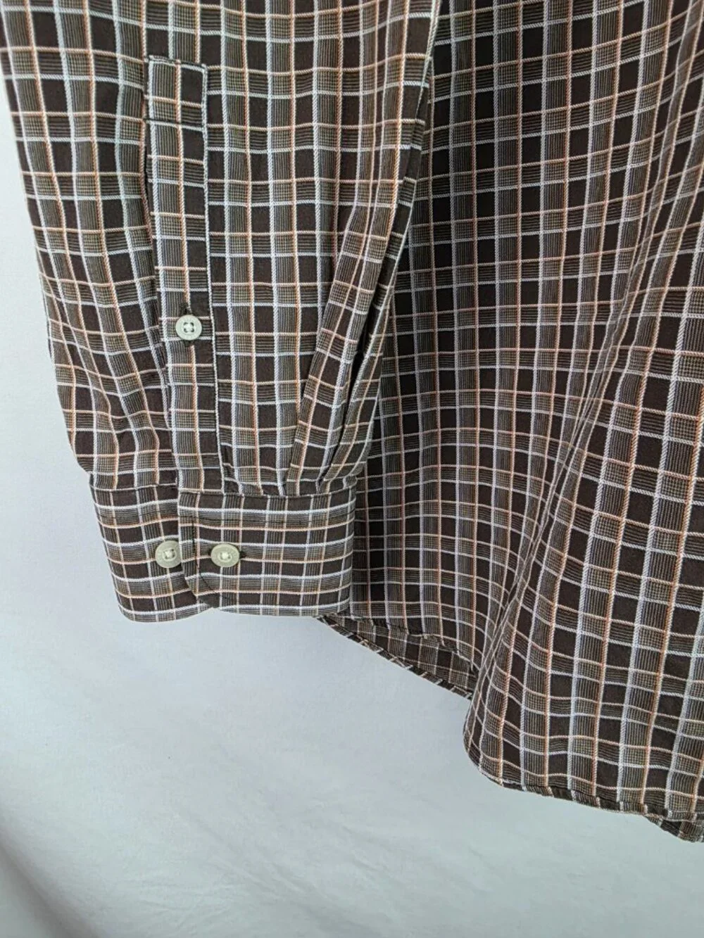 Alan Flusser Men's Shirt Size XL Brown Plaid Long Sleeve Button Down Top